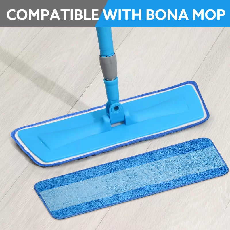 6 عبوات من وسادات التنظيف المصنوعة من الألياف الدقيقة متوافقة مع Bona Mop مقاس 18 بوصة قابلة للاستبدال، وسادات ممسحة من الألياف الدقيقة باللون الأزرق قابلة للغسل وإعادة الاستخدام للأرضيات الصلبة والأرضيات الصلبة - Image 3